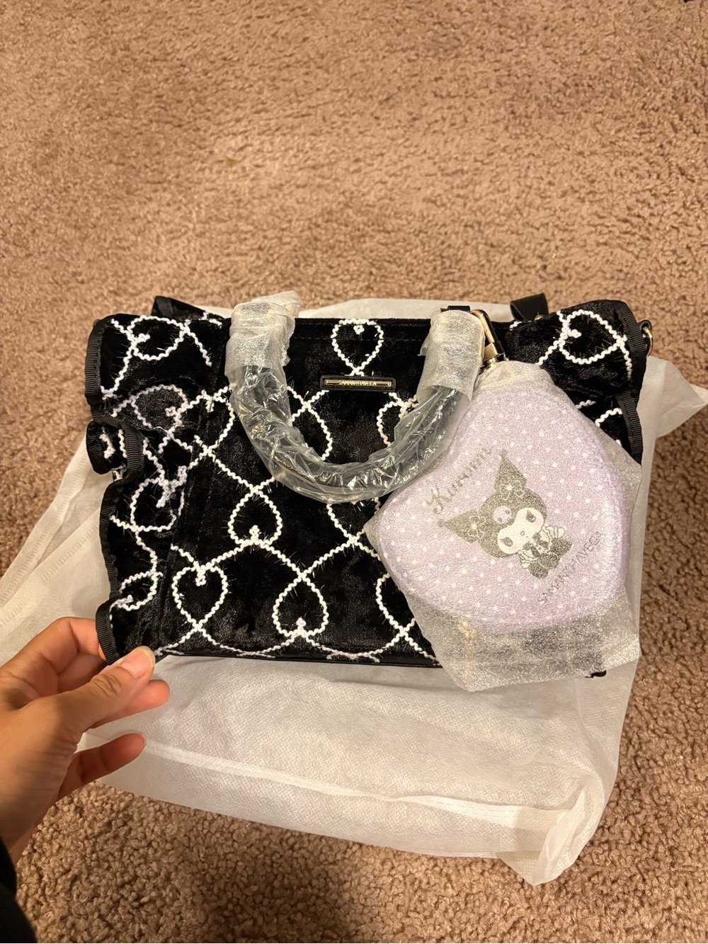 NWT Samantha Vega x Sanrio Kuromi Flutter Purse Small Size + Multiple Charms